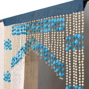 Aesthetic Blue & White Beaded Door Curtain | Decorative Pearl String Partition for Home & Living Spaces