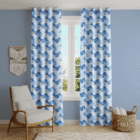 blue feather whiteout curtains - Home loom India