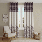 rustic jute leaf print curtains- Home Loom India