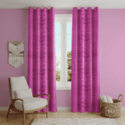 Magenta velvet-look polyester curtains- Home Loom India