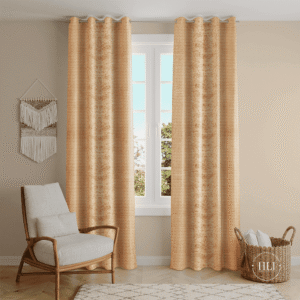 Golden velvet-look curtains - Home Loom India
