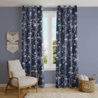 Modern Blue Botanical Curtain - Home loom India