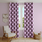 pink and maroon leaf pattern curtains.- Home Loom India